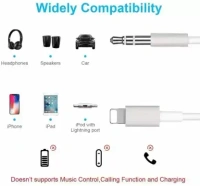 VEV JH-023 | 8 Pin to 3.5 AUX Audio Adapter Cable Cord Phone Converter (IOS) White