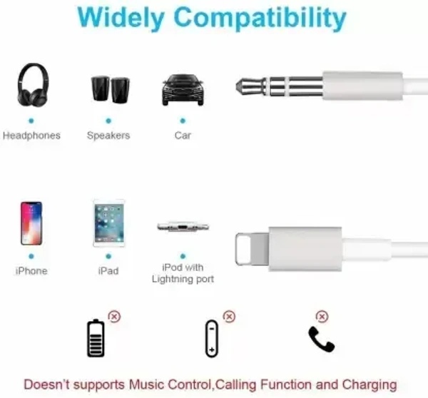VEV JH-023 | 8 Pin to 3.5 AUX Audio Adapter Cable Cord Phone Converter (IOS) White