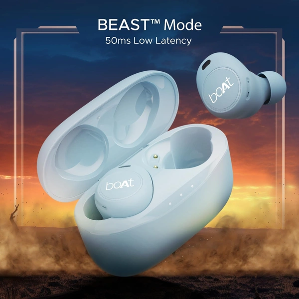 boAt Airdopes 121V2 Plus TWS Earbuds with 50 HRS Playtime| 10mm Drivers | Beast Mode (50ms) (Marine Blue) - Aquamarine Blue