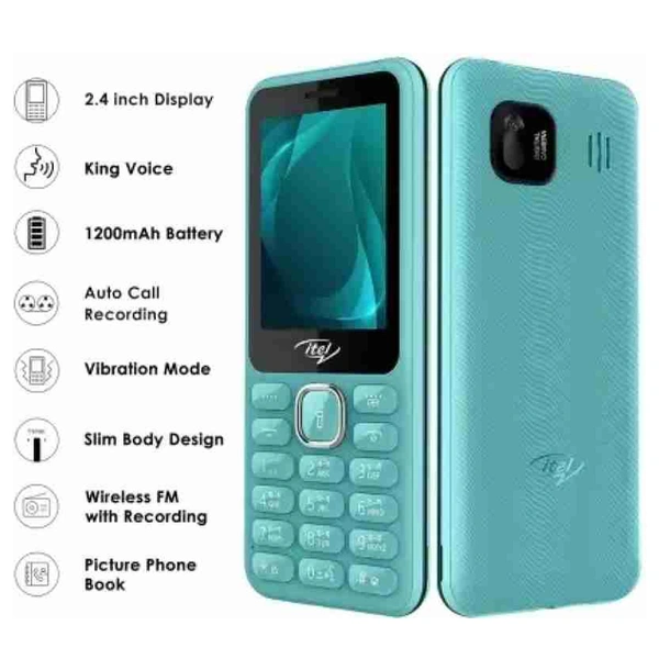 itel it5027 Keypad Mobile Phone with 2.4 inch Display Size |11mm Slim Body| 1200 mAh Battery| King Voice (Light Green) - Light Green
