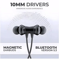 VEV Star ML-100 Wireless Neck Band Magnetic Stereo Earbunds | Upto 32 Hrs Play Time | With Type-C Charging (BLACK)