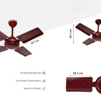 JAIPAN Jaipan Honda High-Speed Ceiling Fan | 24inch 600mm | Easy To Operate | Double Ball Bearing Fan (BROWN)