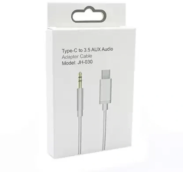 VEV JH-030 | USB Type C Cable 1 m 3.5mm Type C Male Stereo Audio Aux Cable for all Smartphones | (White)