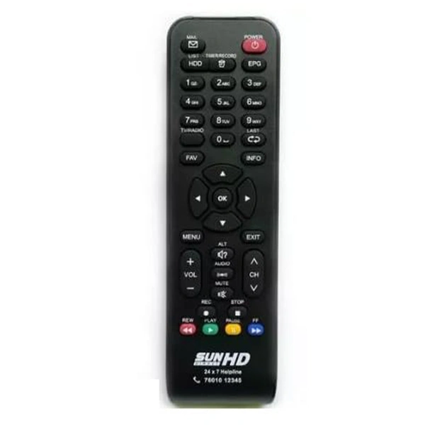 VEV Sun Direct HD Set Top Box Remote | Sun Plus HD Universal Remote | Original Remote (Black)