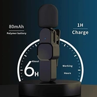 VEV K8 2 in 1 Wireless Microphone, Digital Mini Portable Recording Clip Mic with Receiver for All Type-C Lightning Mobile Phones Camera Laptop for Vlogging YouTube Online Class, Zoom Call (Black)