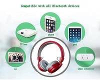 VEV SH-12 Wireless Bluetooth Headphones On Ear, Lightweight & Foldable.SD Card,TF, AUX, Supported (Red) - Red