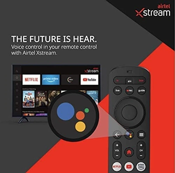 VEV Airtel Xstream Voice Assistant Remote Compatible For Airtel Xstream Set-Top Box Remote Control With Netflix Function (Black)