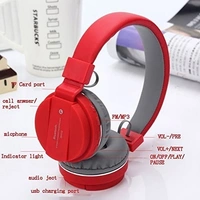 VEV SH-12 Wireless Bluetooth Headphones On Ear, Lightweight & Foldable.SD Card,TF, AUX, Supported (Red) - Red