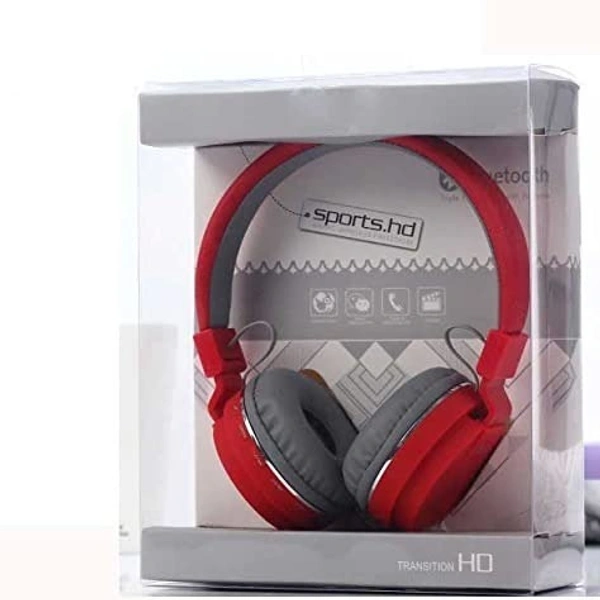 VEV SH-12 Wireless Bluetooth Headphones On Ear, Lightweight & Foldable.SD Card,TF, AUX, Supported (Red) - Red