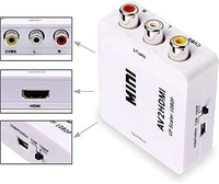 Honeycom Mini AV to HDMI, 1080P Mini RCA Composite CVBS AV to HDMI Video Audio Converter Adapter Supporting PAL/NTSC with USB Charge Cable for PC Laptop Xbox PS4 PS3 TV STB VHS VCR Camera DVD (White)