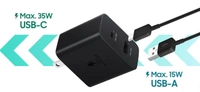 Samsung 35W Dual Port, Type-C & USB-A, Fast Charger (Cable not Included) Black