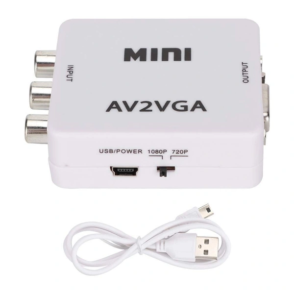 Honeycom AV to VGA Adapter, TV Set-Top Box Audio Video Converter (White)