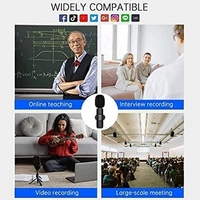 VEV K8 2 in 1 Wireless Microphone, Digital Mini Portable Recording Clip Mic with Receiver for All Type-C Lightning Mobile Phones Camera Laptop for Vlogging YouTube Online Class, Zoom Call (Black)