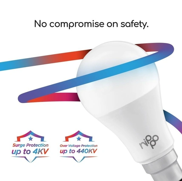 Nippo 9W LED Bulb Base 22, Cool Day Light, Voltage Surge Protection, High Energy Savings - 9 Watts