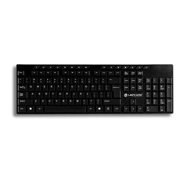 Lapcare LAPCARE ALFA Keyboard 1 LKB-300 with Adjustable Kickstand, 104 Keyboard Standard Key with Additional 15 Hot Keys, USB 2.0 (Black)
