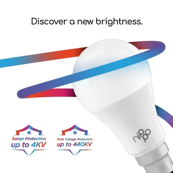 Nippo 9W LED Bulb Base 22, Cool Day Light, Voltage Surge Protection, High Energy Savings - 9 Watts