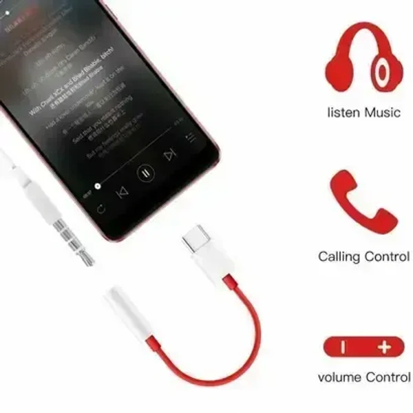 Morbi D-9 Type-C TO 3.5mm Jack Audio Converter Cable (Red)