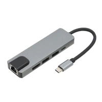 VEV USB C HUB, USB C Hub Multiport Adapter 5Gbps Transfer PD Charging Port 3D Display for Projector for TV for Monitor - Gray