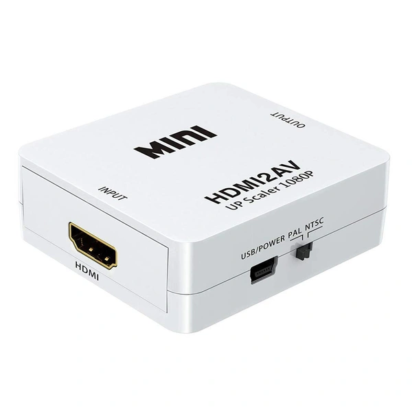 Maxicom Mini HDTV2AV / HDMI2AV Up Scaler 1080P HDMI to AV Composite Video Audio Converter Adapter Media Streaming Device (White)
