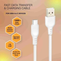 MORBI Morbi Super Fast Superior & Durable Safe And Fast Charging Type-C Cable 1m Thunder-2 (18W) (White) - White, C-Cable