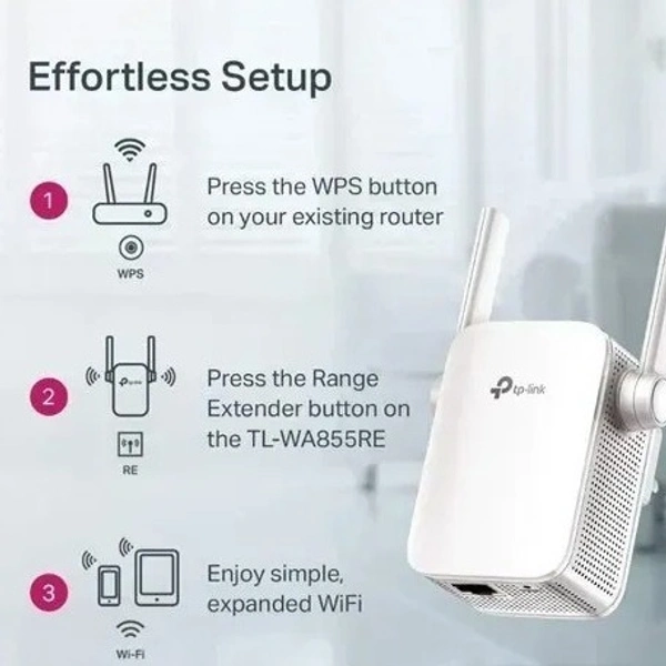 TP-LINK TP-Link TL-WA855RE N300 Mbps Single Band Universal Wireless Range Extender, Broadband/WiFi Extender with 1 Ethernet Port and 2 External Antennas, Plug and... WiFi Range Extender (White, Single Band) - White