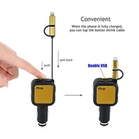 Ptron PTron Dynamite 4.8A High Speed Dual USB Port Car Charger with 2 in 1 Cable (Black & Gold)