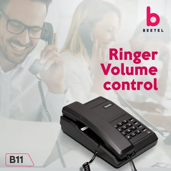 beetel Beetel B11 Corded Landline Phone, Ringer Volume Control, LED for Ring Indication, Wall/Desk Mountable, Classic Design, Clear Call Quality, Mute/Pause/Flash/Redial Function (Black)