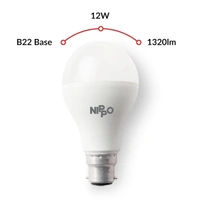 Nippo NIPPO 12-Watt LED Bulb, Base B22, Cool Day Light, Voltage Surge Protection, High Energy Savings - 12 Watts