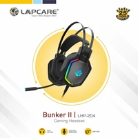 LAPCARE (LHP-204) Bunker II Wired Over Ear Gaming Headphones With Adjustable Mic | Massive 50mm Drivers | Full RGB Lights | Breathable Cable | Soft Ear Cushions | 1.5Mtr Braided Wire With USB (BLACK)