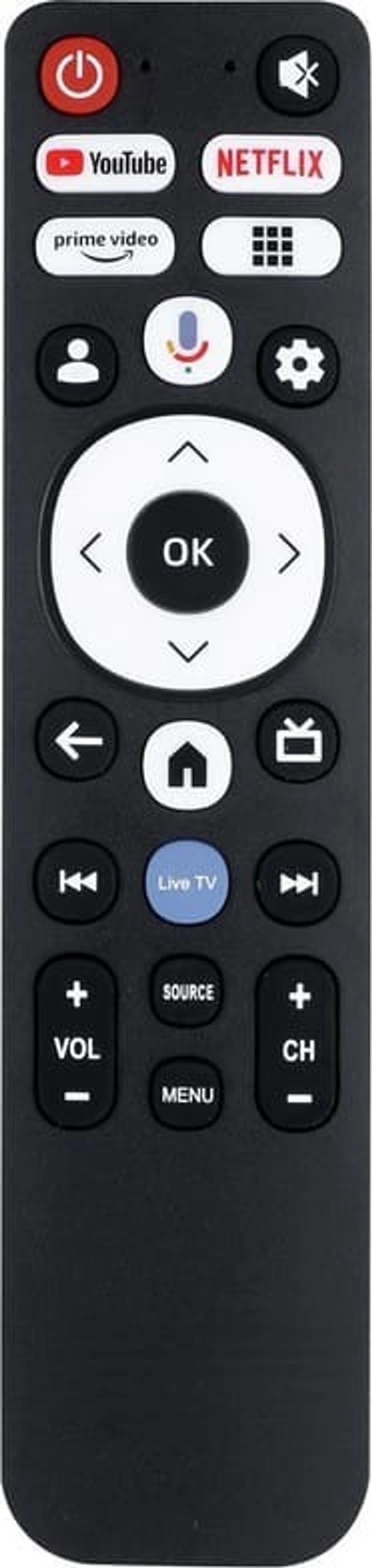 VEV Onida Smart TV Remote Without Voice Control Compatible With Onida Smart TV Remote With Hot Keys YouTube, Prime Video, Netflix, Live TV Function (BLACK)