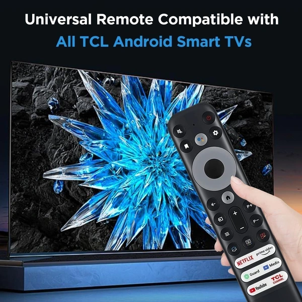 TCL Voice Remote Control for TCL Android TV Mini-LED QLED 4K UHD Smart TV with 6 Shortcut Buttons Netflix, Prime Video, YouTube, Guard, Media and TCL Channel - Black