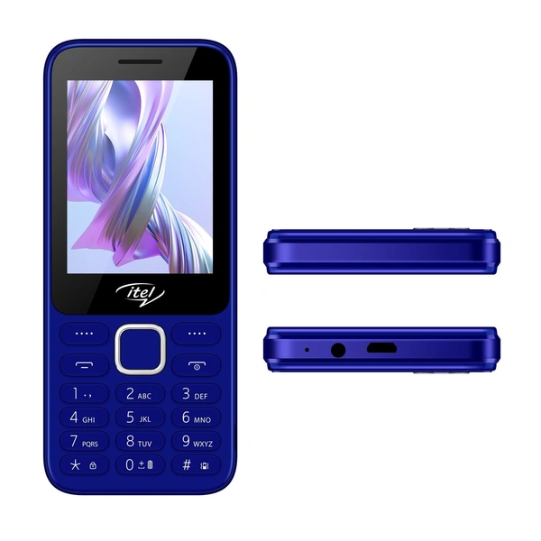 itel it5330 Keypad Mobile Phone | 2.8" Big Display | Premium Glass-Like Back Design | 1900mAh Long-Lasting Battery | Auto Call Recording | Wireless FM (Black) - Blue