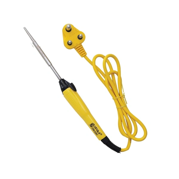 DEVAJI 25W Soldering Iron with Copper Bit & ABS Handle | 3 Core Cable | Fast Heating | Overheat Protection | for Home, Education, Workshop, and Industrial Use (YELLOW)