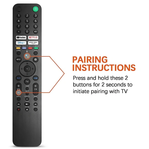 VEV Sony Remote Compatible for Sony LED/ 4K Smart TV with Voice Function, Google Play and Netflix (Pairing is Must for Google Assistance) (Black)