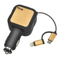 Ptron PTron Dynamite 4.8A High Speed Dual USB Port Car Charger with 2 in 1 Cable (Black & Gold)