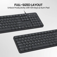 PORTRONICS Portronics Ki-Pad 3 USB Wired Keyboard with Large Keycaps | Noise-Free Typing | Fn Multimedia Hotkeys | Full-Size Layout With Num Pad | Ergonomic Design | 1.5m USB Cable | For Laptop & PC (BLACK)