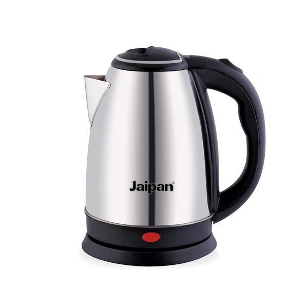 JAIPAN Jaipan Electric Kettle 1.8 Litre 1500 Watt | Stainless Steel Rapid Boil Body |Single touch lid locking Auto cutoff Power Indicator | Extra long Chord Silver- Black Rotable Base (SILVER)