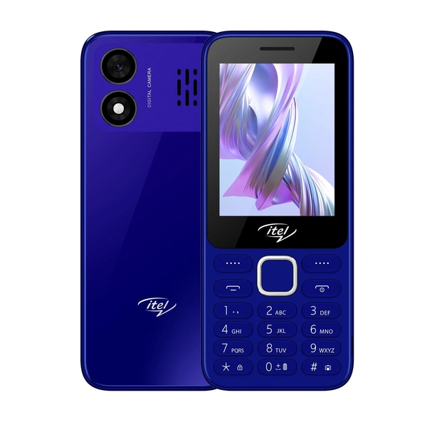 itel it5330 Keypad Mobile Phone | 2.8" Big Display | Premium Glass-Like Back Design | 1900mAh Long-Lasting Battery | Auto Call Recording | Wireless FM (Black) - Blue