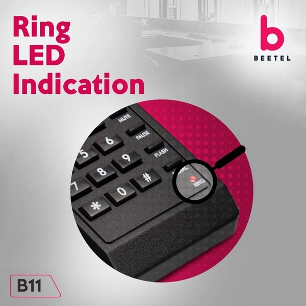 beetel Beetel B11 Corded Landline Phone, Ringer Volume Control, LED for Ring Indication, Wall/Desk Mountable, Classic Design, Clear Call Quality, Mute/Pause/Flash/Redial Function (Black)
