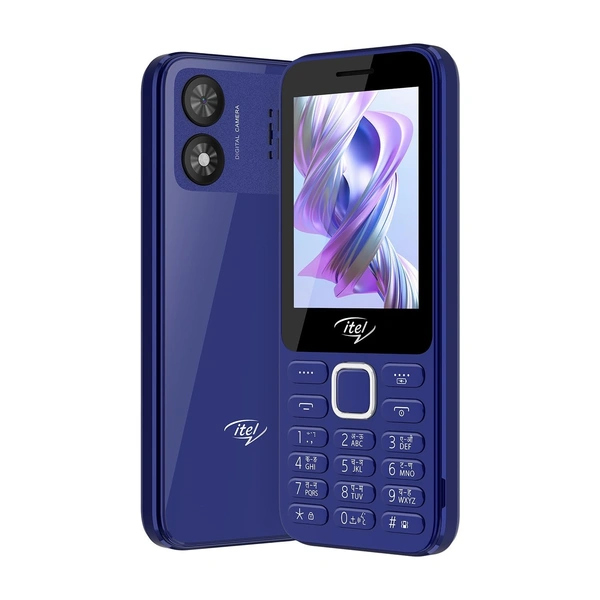 itel it5330 Keypad Mobile Phone | 2.8" Big Display | Premium Glass-Like Back Design | 1900mAh Long-Lasting Battery | Auto Call Recording | Wireless FM (Black) - Blue