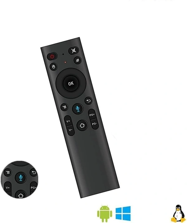 VEV Universal AIR Mouse Dongle Voice Smart Remote | 2.4G Wireless With Voice & Mouse | Motion Sensing Air Mouse Remote | Compatible For Android Smart TV Box With Voice Supported (BLACK)