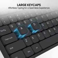 PORTRONICS Portronics Ki-Pad 3 USB Wired Keyboard with Large Keycaps | Noise-Free Typing | Fn Multimedia Hotkeys | Full-Size Layout With Num Pad | Ergonomic Design | 1.5m USB Cable | For Laptop & PC (BLACK)