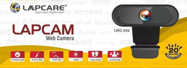 Lapcare LAPCARE LAPCAM LWC-042 HD 720 P, Noise Isolated Microphone with Computer HD stremaing Web cam for Desktop & Laptop with mic with Wide Angle Lens & Large Sensor for Superior Low Light, Optical (Black)