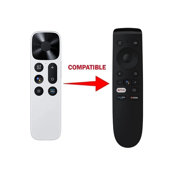 VEV Oneplus Remote Compatible with Oneplus Android TV Replacement of Original one Plus Smart tv Remote with Netflix YouTube and Prime Video Hot Keys Without Voice Command - Black