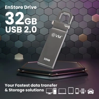 EVM EnStore 32 GB Metal USB 2.0 Flash Drive - High Read Speeds up to 15MB/s & Write Speeds up to 8MB/s - Durable Metal Casing - Ideal for Data Transfer & Storage - (EVMPD/32GB) - 32 GB