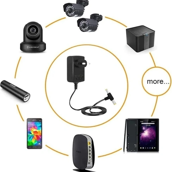 KRISHNA Krishna High-Quality 9V-2Amp 2 in 1 Pin AC/DC Adapter Power Supply | For Wi-Fi Router | Set Up Box Tablet | Cctv Camera | Switch Mode Power Supply Adapter (BLACK) - 9V-2Amp