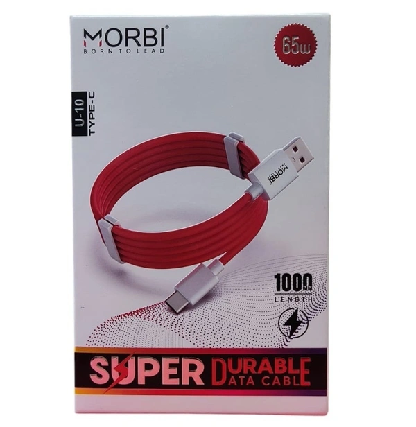 MORBI Morbi (U-10) Type-C Cable 65W Super Durable Data Cable Super Vooc Support | Quick Charge Cable Speed | Strong High Speed Cable (RED)