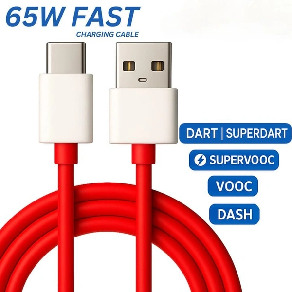 MORBI Morbi (U-10) Type-C Cable 65W Super Durable Data Cable Super Vooc Support | Quick Charge Cable Speed | Strong High Speed Cable (RED)
