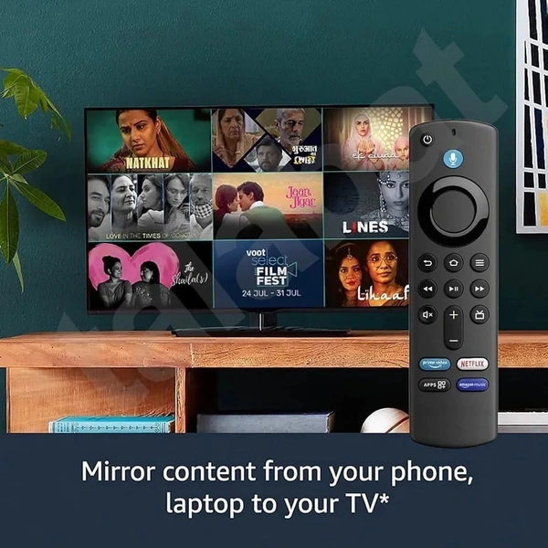 VEV Amazon Fire Stick Smart TV Remote (AF-V3) Compatible With Amazon Fire Stick Smart TV (AF-V3) With Prime video, Netflix, Apps, Amazon music (BLACK)