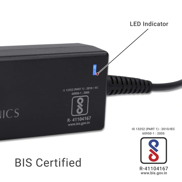 Zebronics Zeb- LA401720045L 45W Laptop Adapter 4x1.7mm Connector (Black)